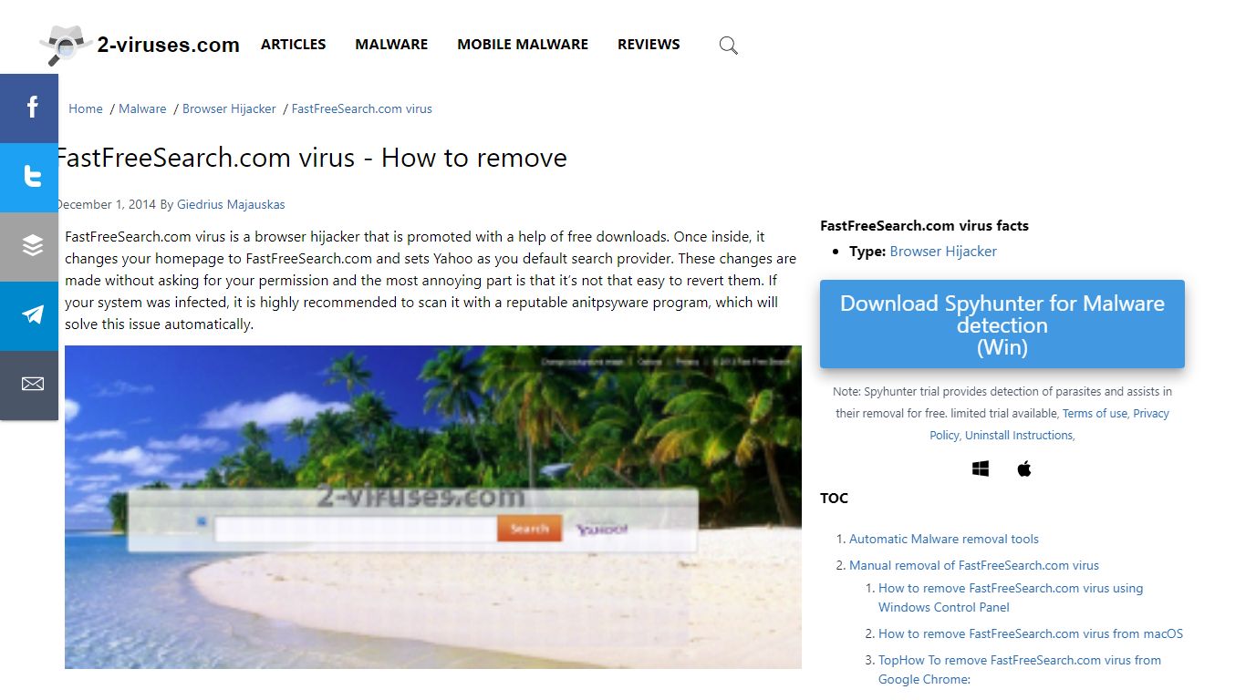 FastFreeSearch.com virus - How to remove - 2-viruses.com